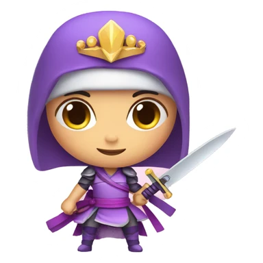 Ninja princess with knife, crown and fairy wings sticker