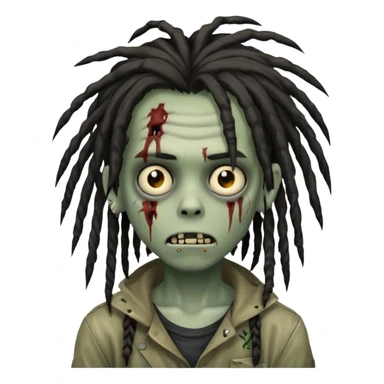 boy zombie with dreadlocks, emo style, expressive face sticker