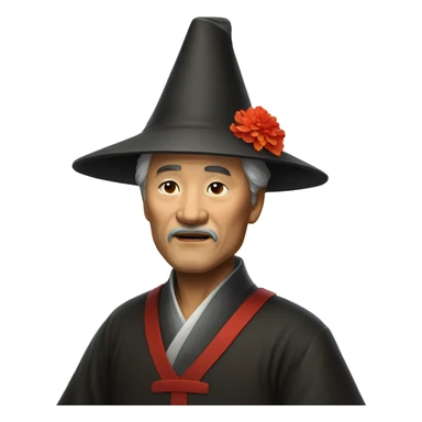 Old master with chinese hat sticker