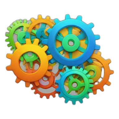 colorful cogs connected in a circle sticker