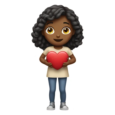 Girl holding a heart  sticker