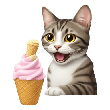 Cat eating ice cream sticker