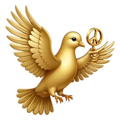 golden dove, shiny gold feathers, peace symbol bird sticker