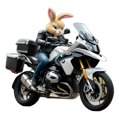 Biker bunny on bmw motorcycle sticker