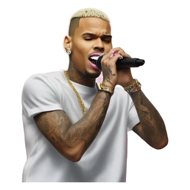 Hyper Realistic Chris Brown on stage singing  sticker