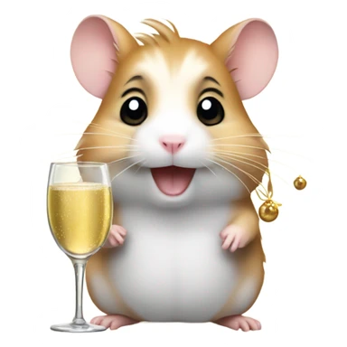 hamster christmas with champagne sticker