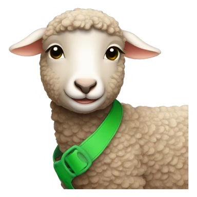 Brown lamb with a green halter sticker