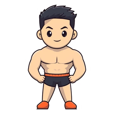 shirtless male athlete with white skin and slightly wavy black hair on top with shaved sides sticker