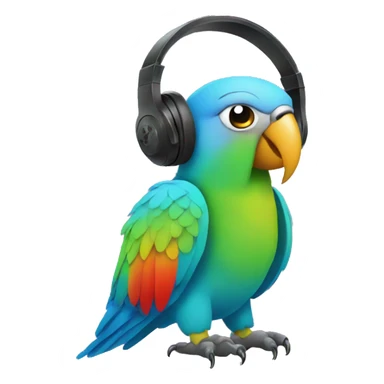 parrot with headphones sticker