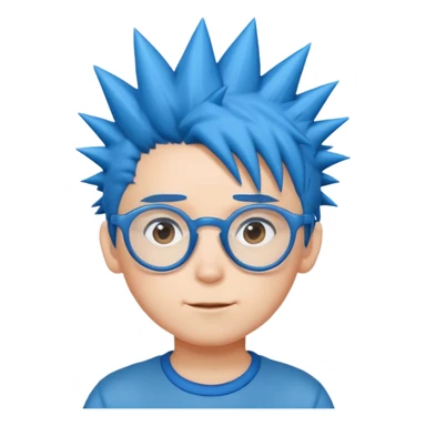blue spiky haired kid with glasses sticker