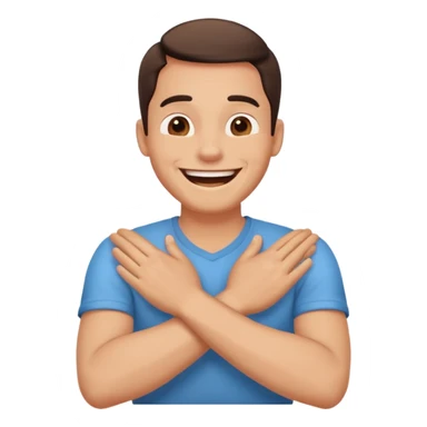 man hands crossed around himself laughing sticker