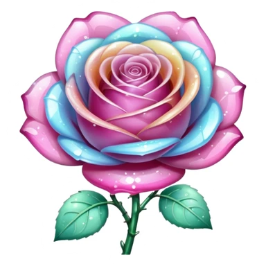 Sparkly glossy Pastel glass crystal rose flower  sticker