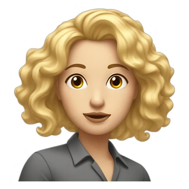 Waking up tired bleary-eyed female with mid length wavy blonde hair  sticker