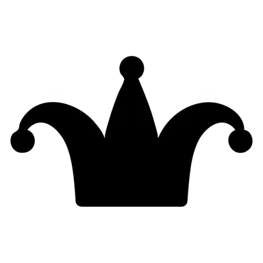 jester's hat logo, minimalistic, flat color, strong silhouette sticker