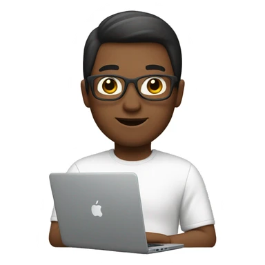 memoji of a person with a laptop, apple style sticker