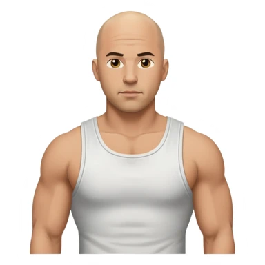 Dominic Toretto from Fast and Furious with bald head and muscle shirt sticker
