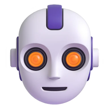 artificial intelligence, 3D emoji style, robot face, friendly expression sticker