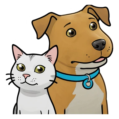 Dog hugging a cat sticker