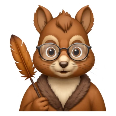 écureuil savant, air sérieux, tenant une plume, lunettes sticker