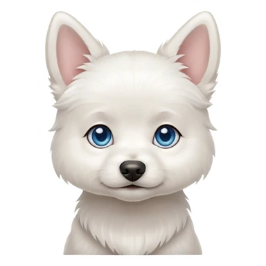 Blue eyed small white dog  sticker