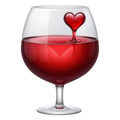 Genera un emoji de un corazón blanco con vino tinto , sencillo y lindo  sticker