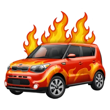 Red kia soul on fire  sticker