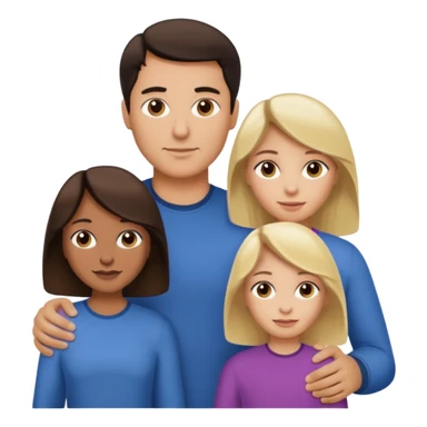 Familia : Hombre pelo oscuro, Mujer pelo cafe, hija mayor pelo mono , hija menor pelo oscuro. sticker