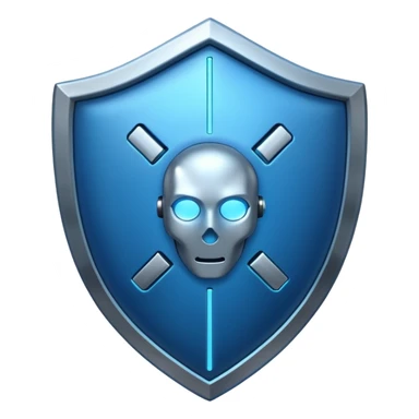 generate blue cyber shield with different  hack symbols sticker
