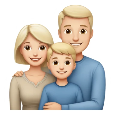 happy white family with husband wife and one son smiling together sticker