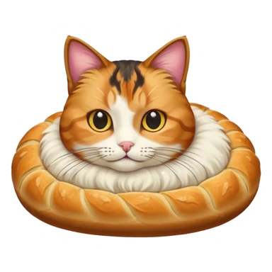 Calico cat as a bread loaf sticker