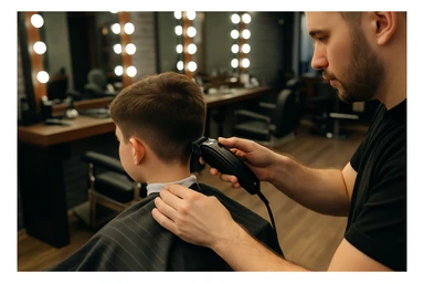 sartaroshxonada soch olayotgan bola yuzi ko'rinmasin sticker