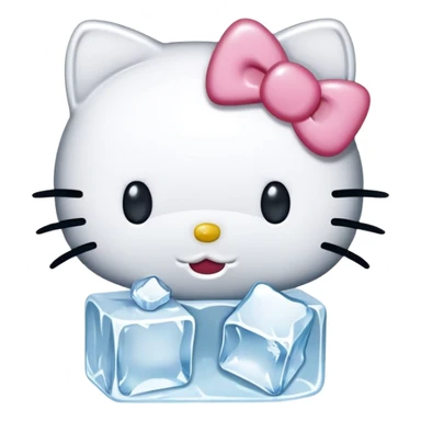 Hello kitty with silver teeth holding ice cube sticker