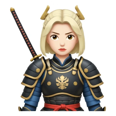 A female samurai with strong posture, armor plates, and fierce determination.  sticker
