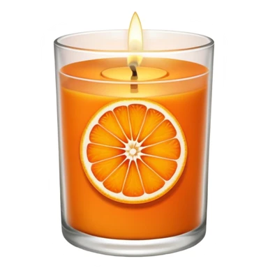 Citrus candle – orange wax in clear glass with slice of orange label sticker