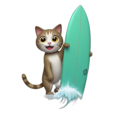 un chat sur un surf sticker