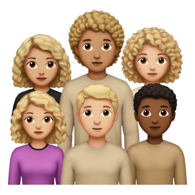 group of people  together ; men and women with brown, blonde, black hair- short hair, long hair and curly hairr wearing beige shirts aesthetic no collar, brown people, white people, black people sticker