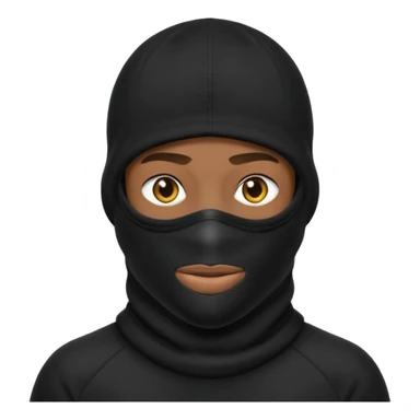 Crie um homem de blusa peta e capuz preto, balaclava preta, boné preto, COM A BALACLAVA COBRINDO A BOCA sticker