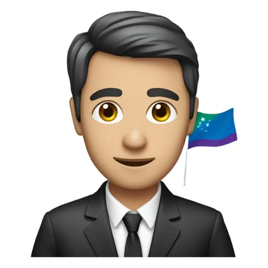 Radio presenter with Azerbaijan flag sticker