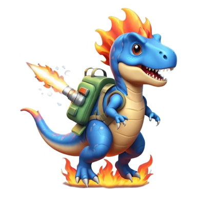 rocket-propelled dinosaur character, cute T-rex, rocket pack on its back, flames and smoke trail, dynamic flying pose, 3D cartoon, mobile game icon style, clean background, no text, no watermark
 sticker