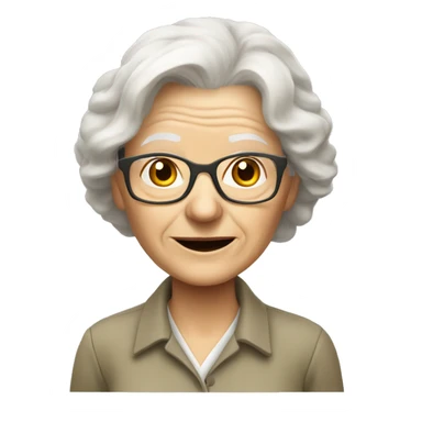 old white lady from ireland with glasses white hair, and like biologist (like khaki short sleeve button down shirt and a khaki pants)  sticker