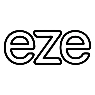the word 'eze' as a stylized icon, with a tech-inspired outline sticker
