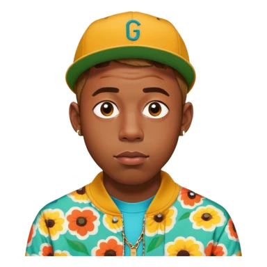 Tyler the Creator rapper with distinctive style and short hair sticker