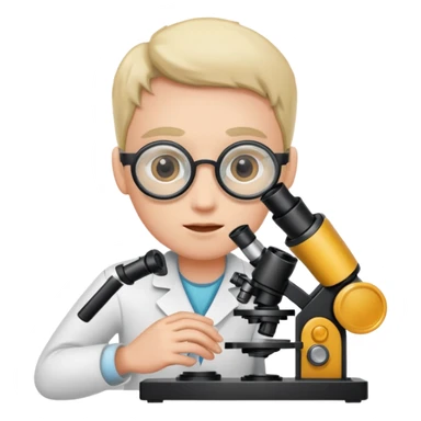 haz un personaje que este mirando  un microscopio, sticker