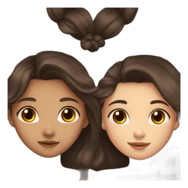 one girl long dark hair and clear skin and one girl long brown hair and darker skin hugging sticker