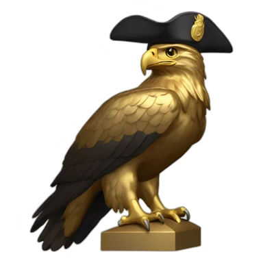 statue golden eagle with napoleon tricorne hat sticker
