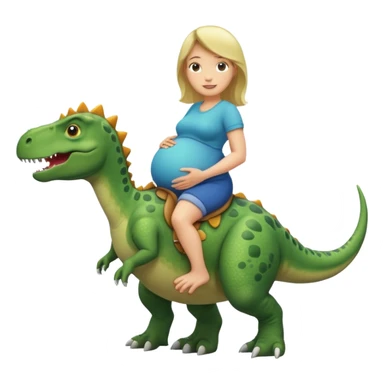 White pregnant woman riding a dinosaur  sticker