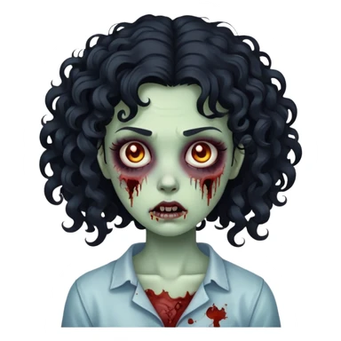 chat, make a zumbi girl pretty with a culy black har sticker