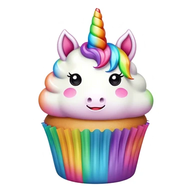 kawaii rainbow unicorn cupcake sticker