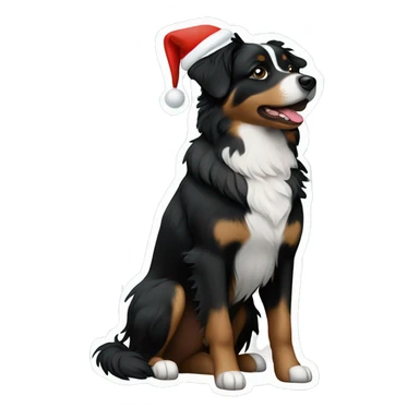 Small black australian shepherd dog Christmas tree sticker