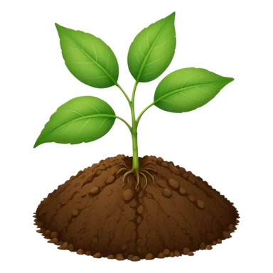 a green two leaves and a thin stem, growing from a round brown soil ball  sticker